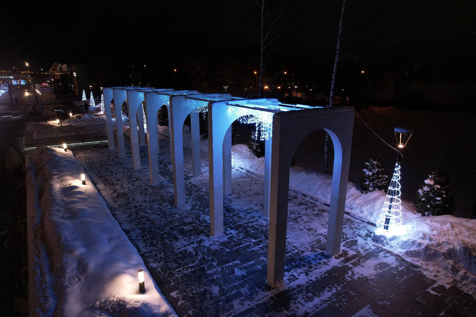 видео с коптера, сергиев посад, зима в подмосковье,
