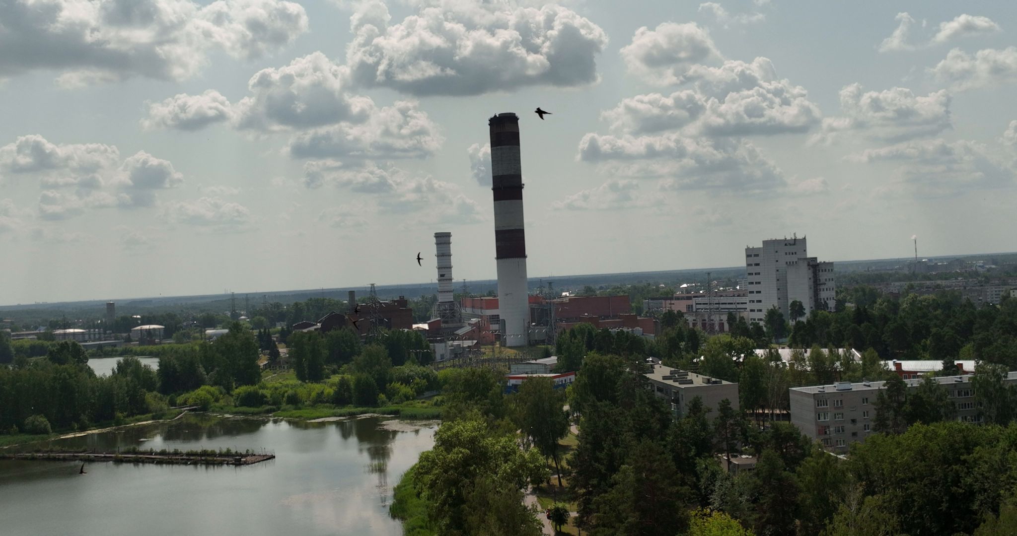 видео с коптера, электрогорск, города, промышленность,