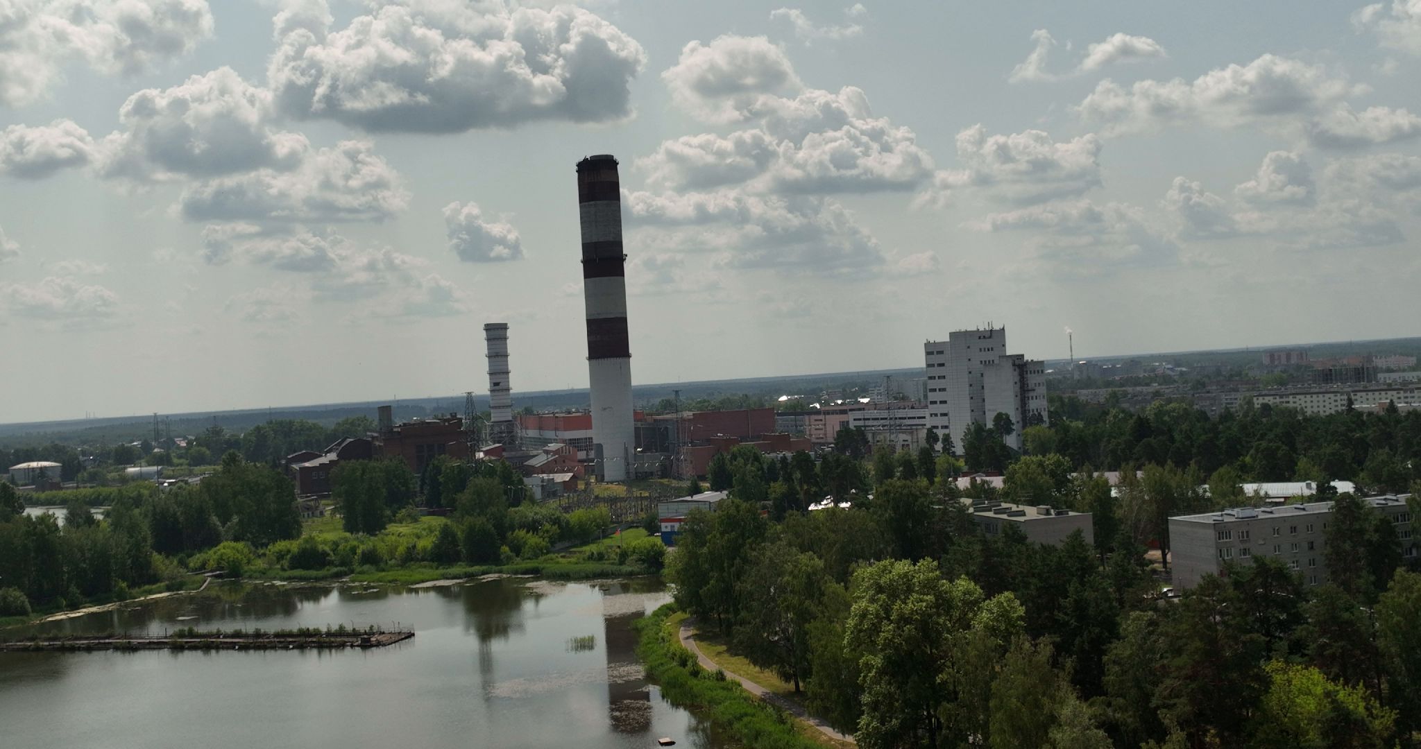 видео с коптера, электрогорск, города, промышленность,