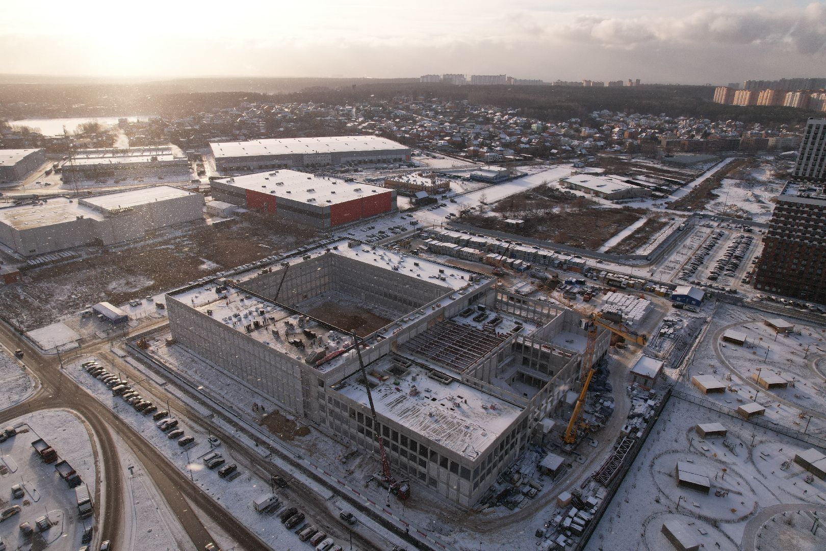 видео с коптера, котельники, школа,