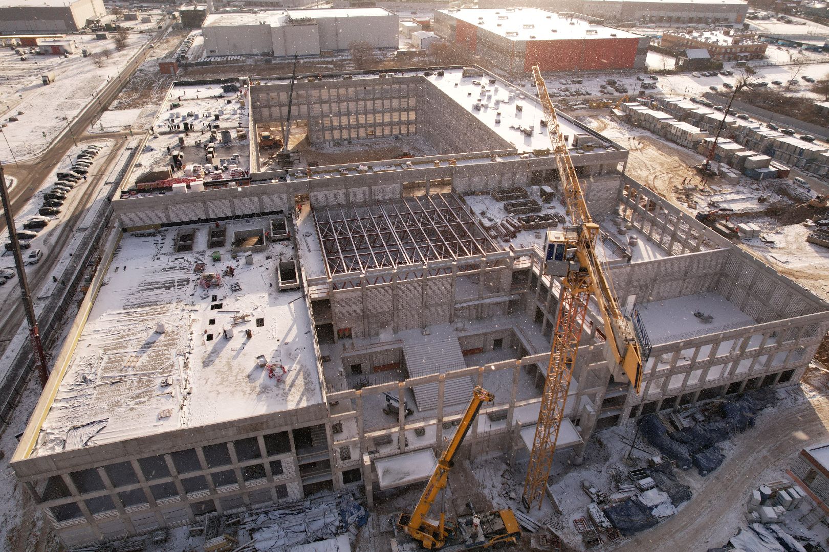 видео с коптера, котельники, школа,