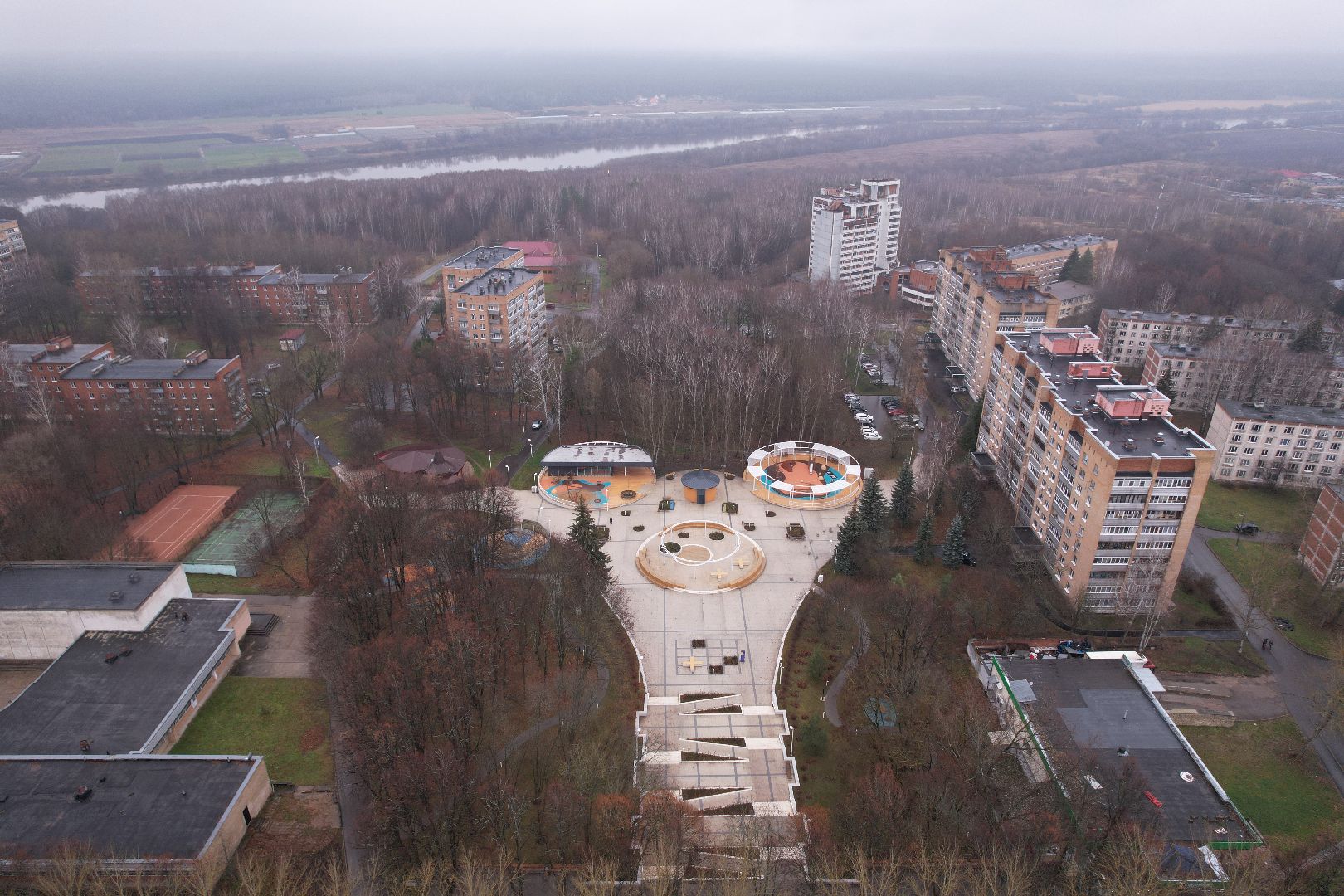 видео с коптера, благоустройство, пущино,