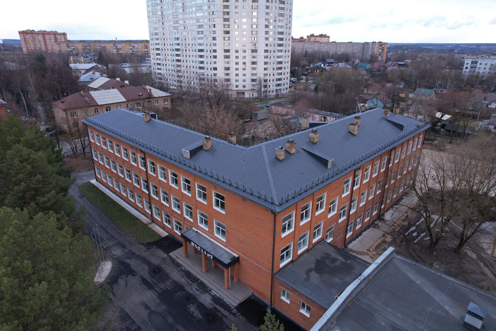 видео с коптера, школа, серпухов,