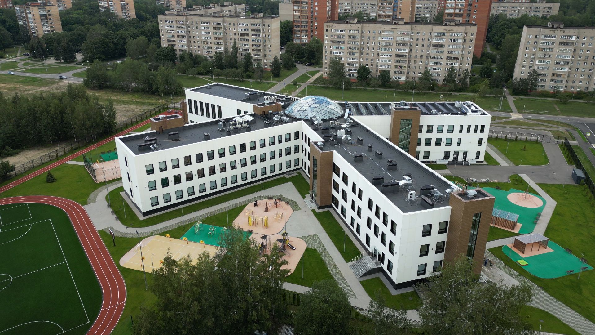 черноголовка, школа, строительство, видео с коптера,