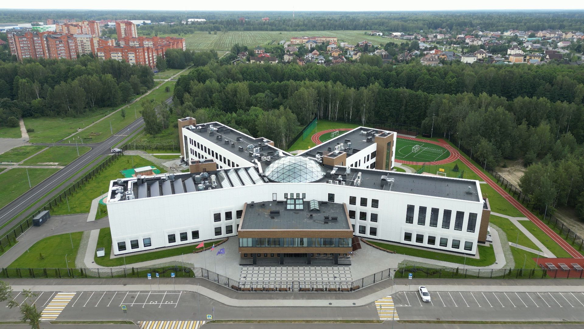 черноголовка, школа, строительство, видео с коптера,