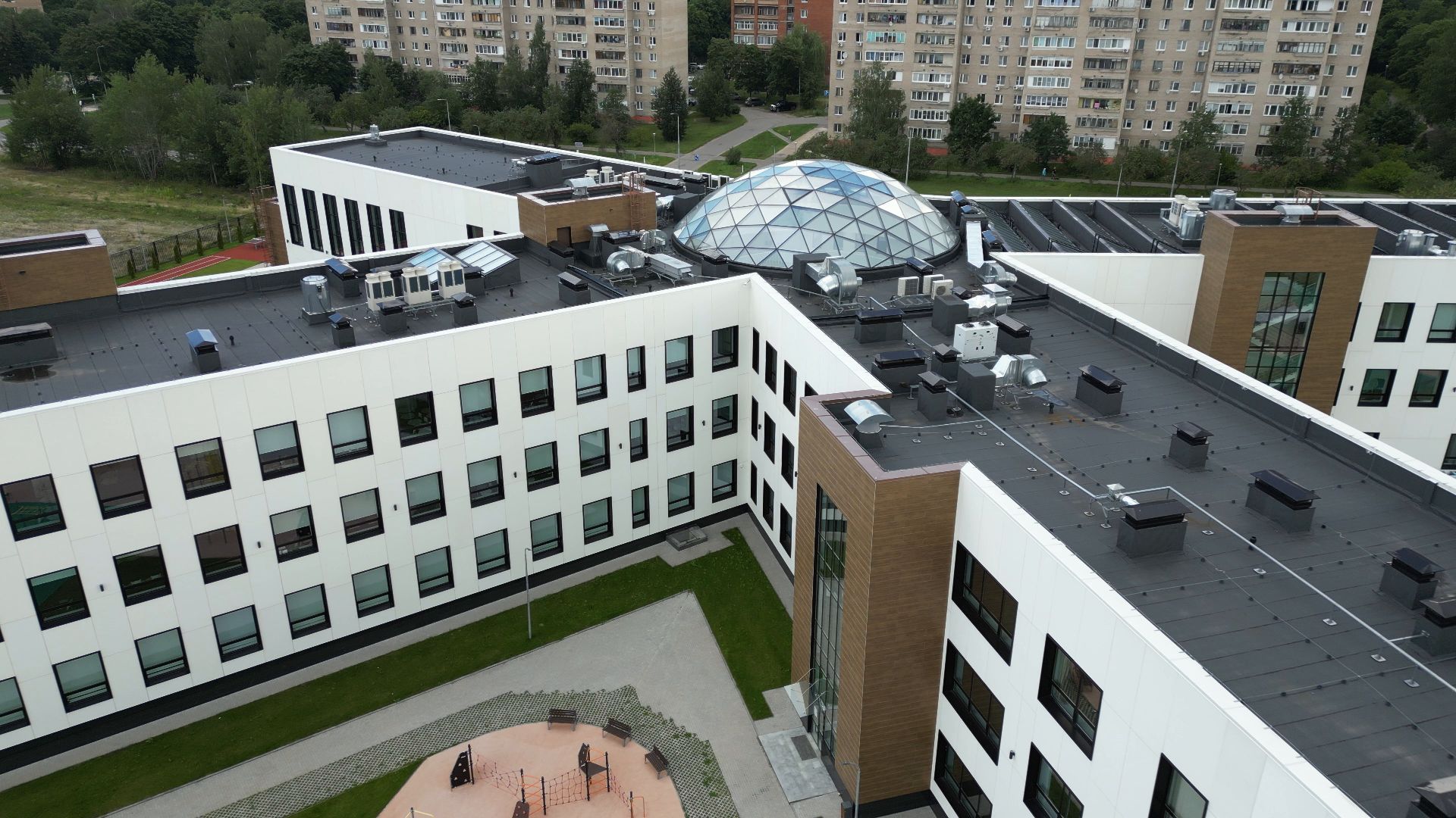 черноголовка, школа, строительство, видео с коптера,