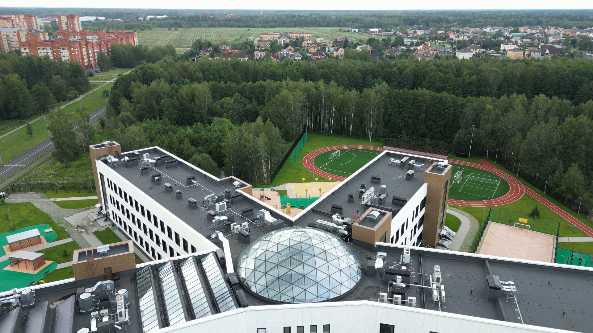 черноголовка, школа, строительство, видео с коптера,