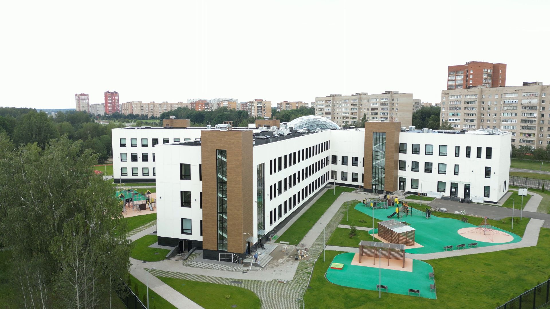 черноголовка, школа, строительство, видео с коптера,