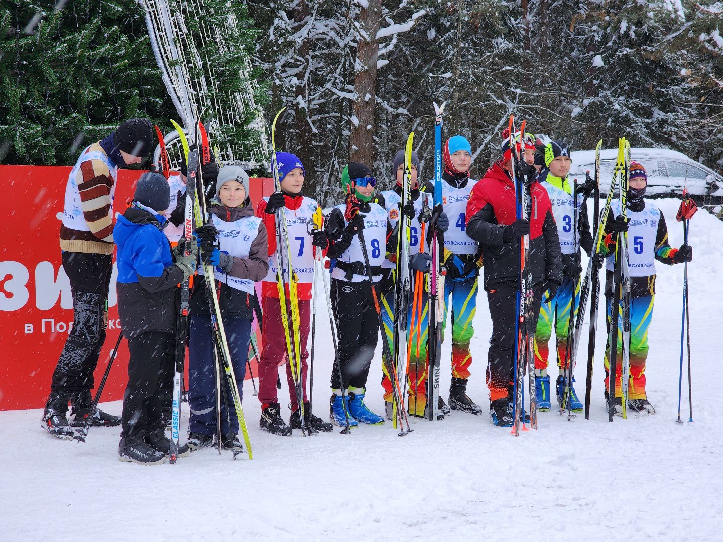 Лес, Парк, Лыжи, лыжная трасса, соревнования, зажжение елки,