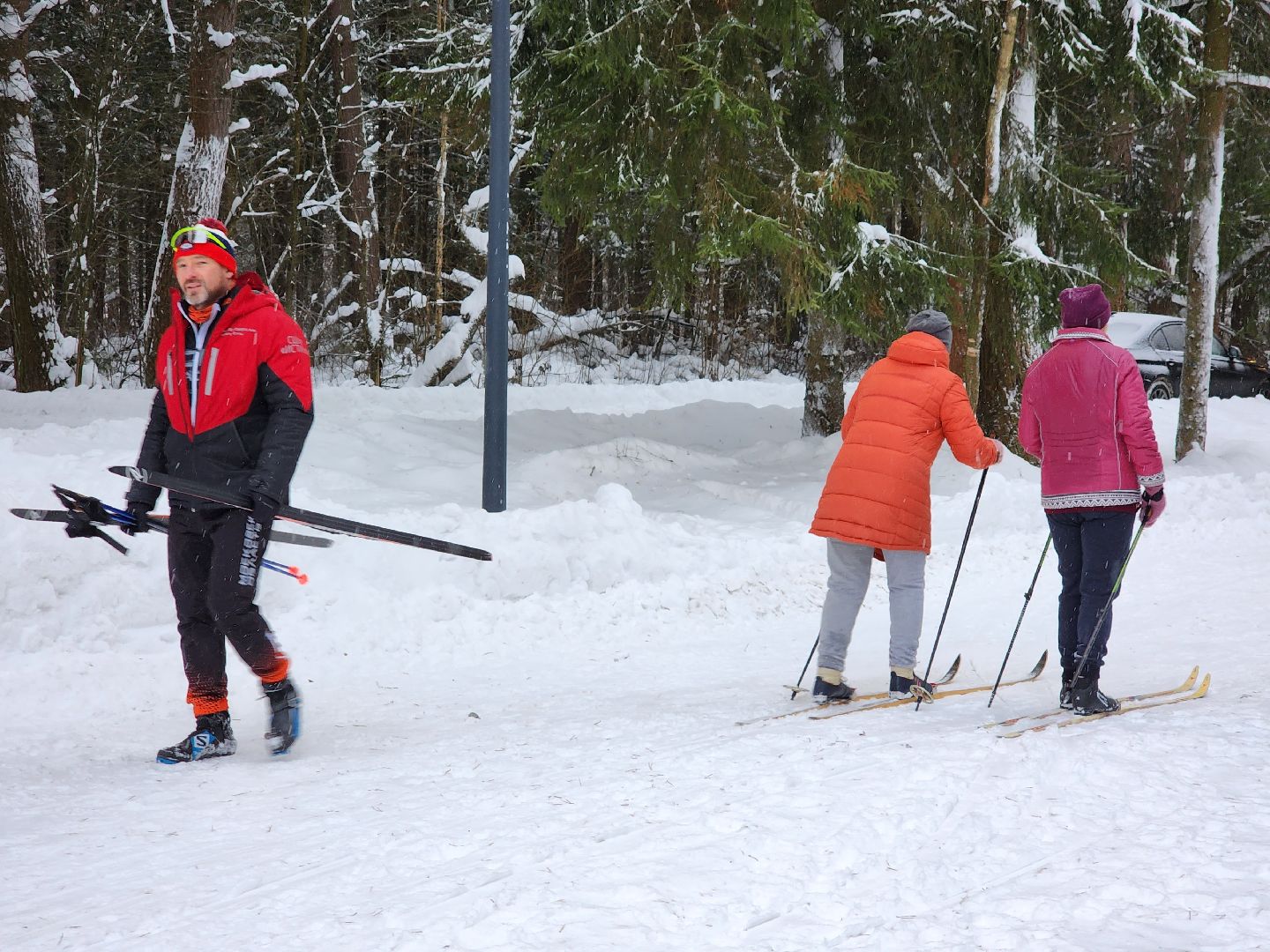 Лес, Парк, Лыжи, лыжная трасса, соревнования, зажжение елки,