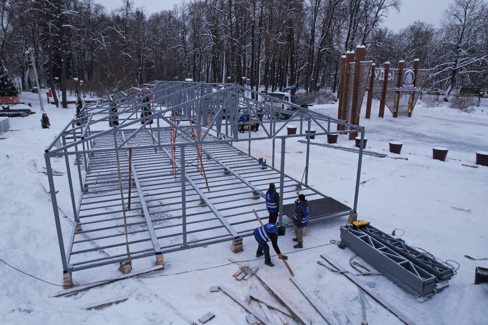 видео с коптера, сергиев посад, каток, благоустройство,
