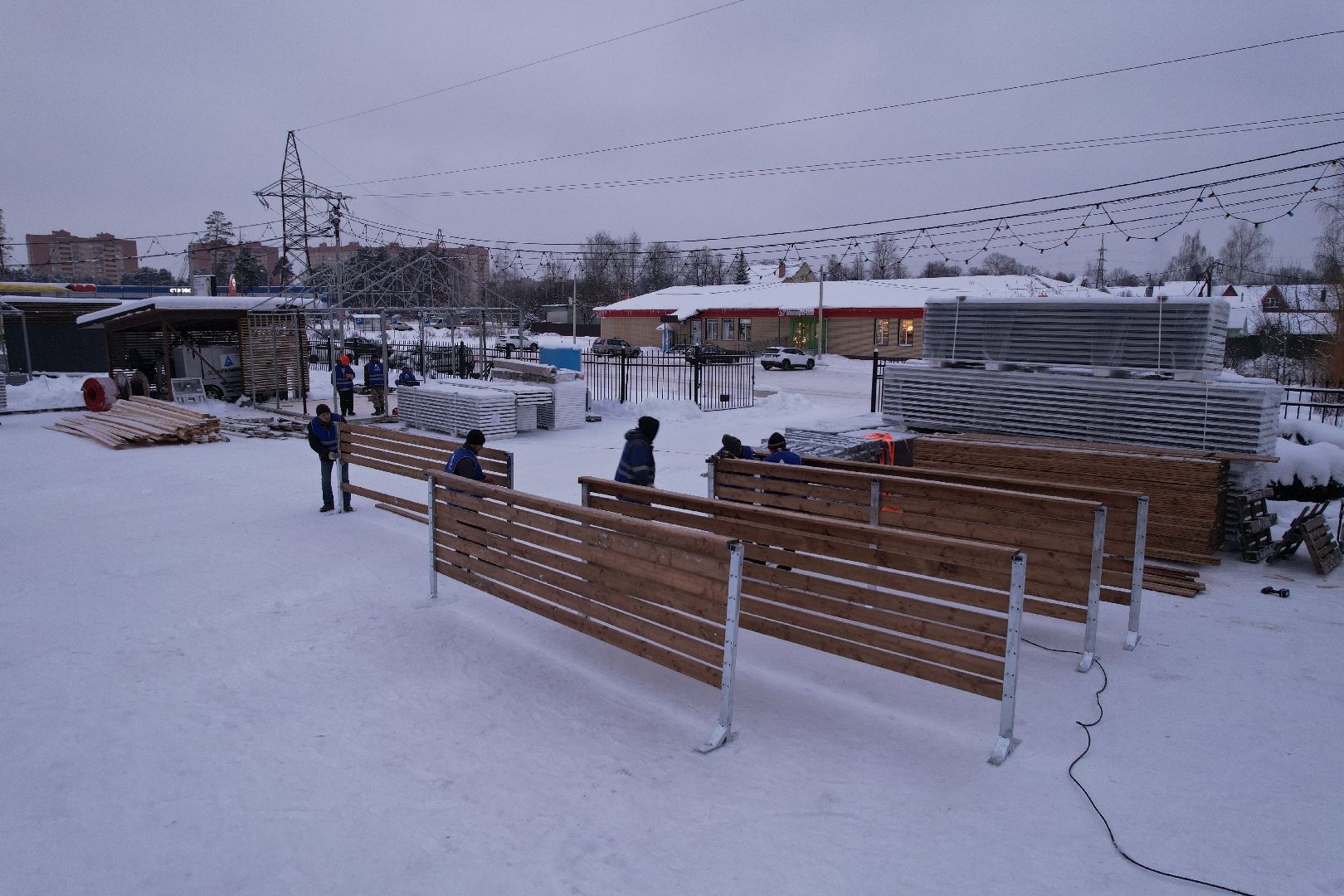 видео с коптера, сергиев посад, каток, благоустройство,