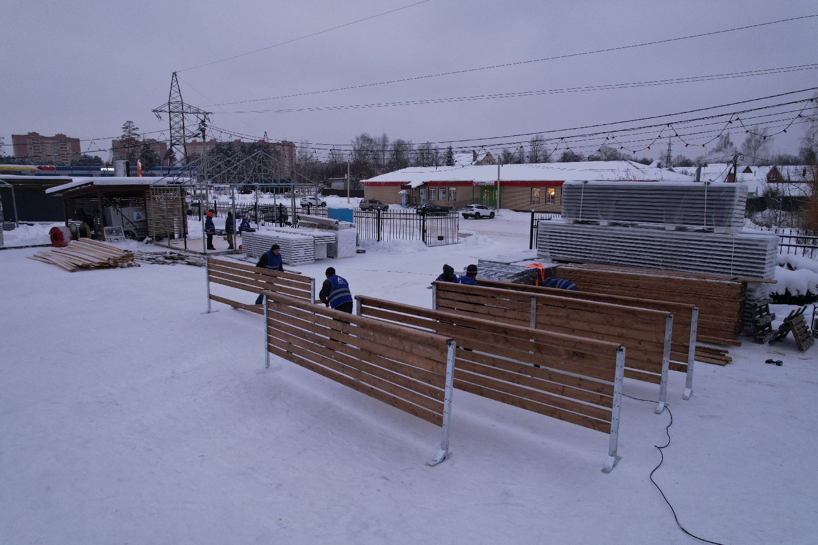 видео с коптера, сергиев посад, каток, благоустройство,