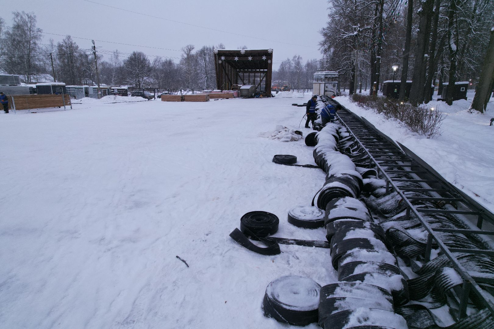 видео с коптера, сергиев посад, каток, благоустройство,