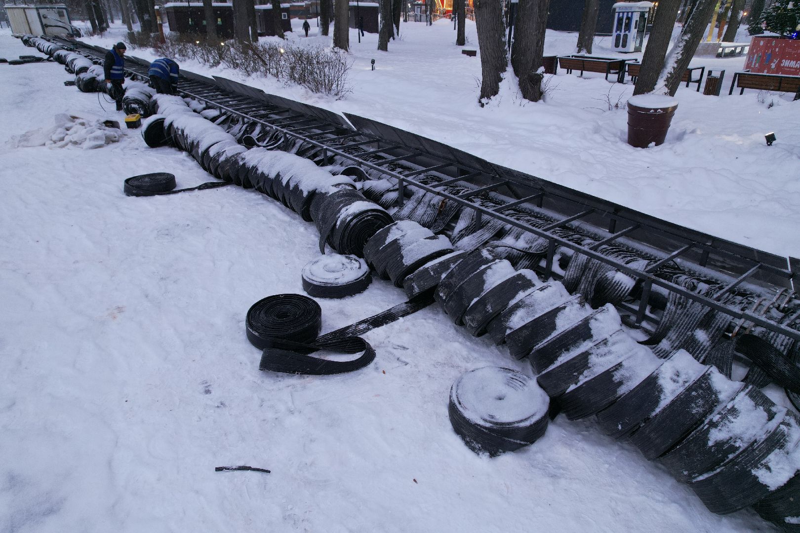 видео с коптера, сергиев посад, каток, благоустройство,