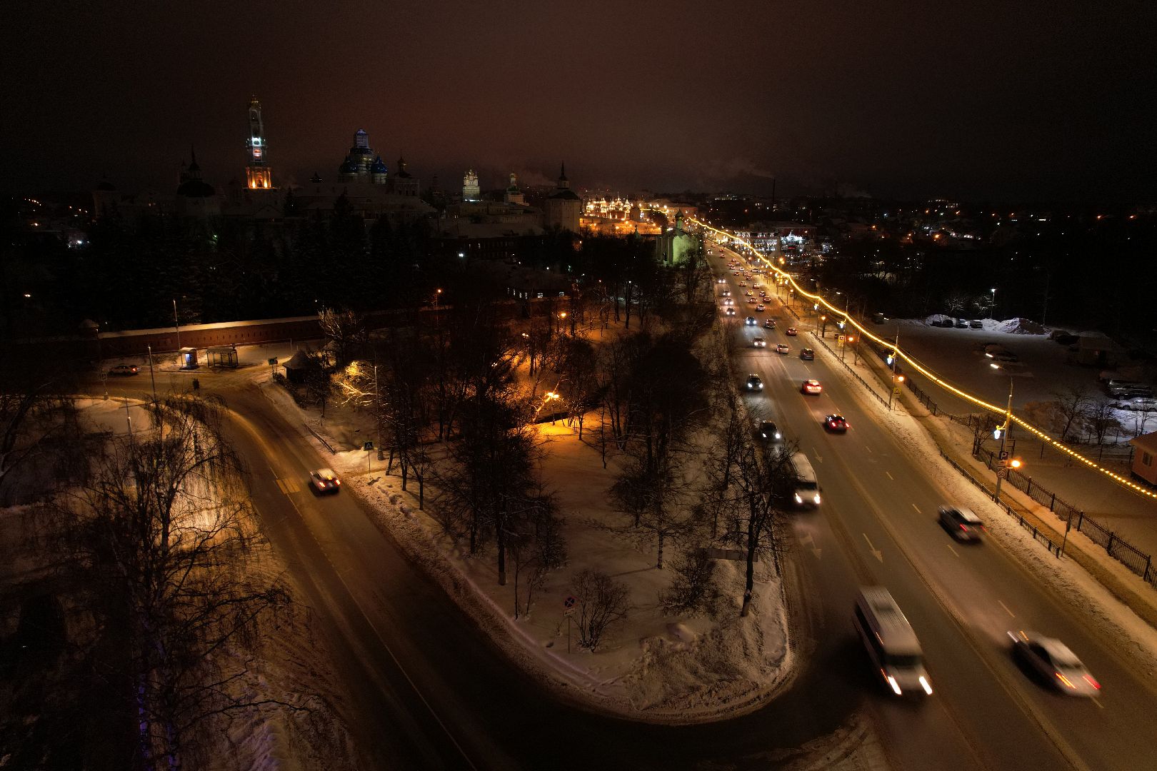 видео с коптера, сергиев посад, зима, благоустройство,