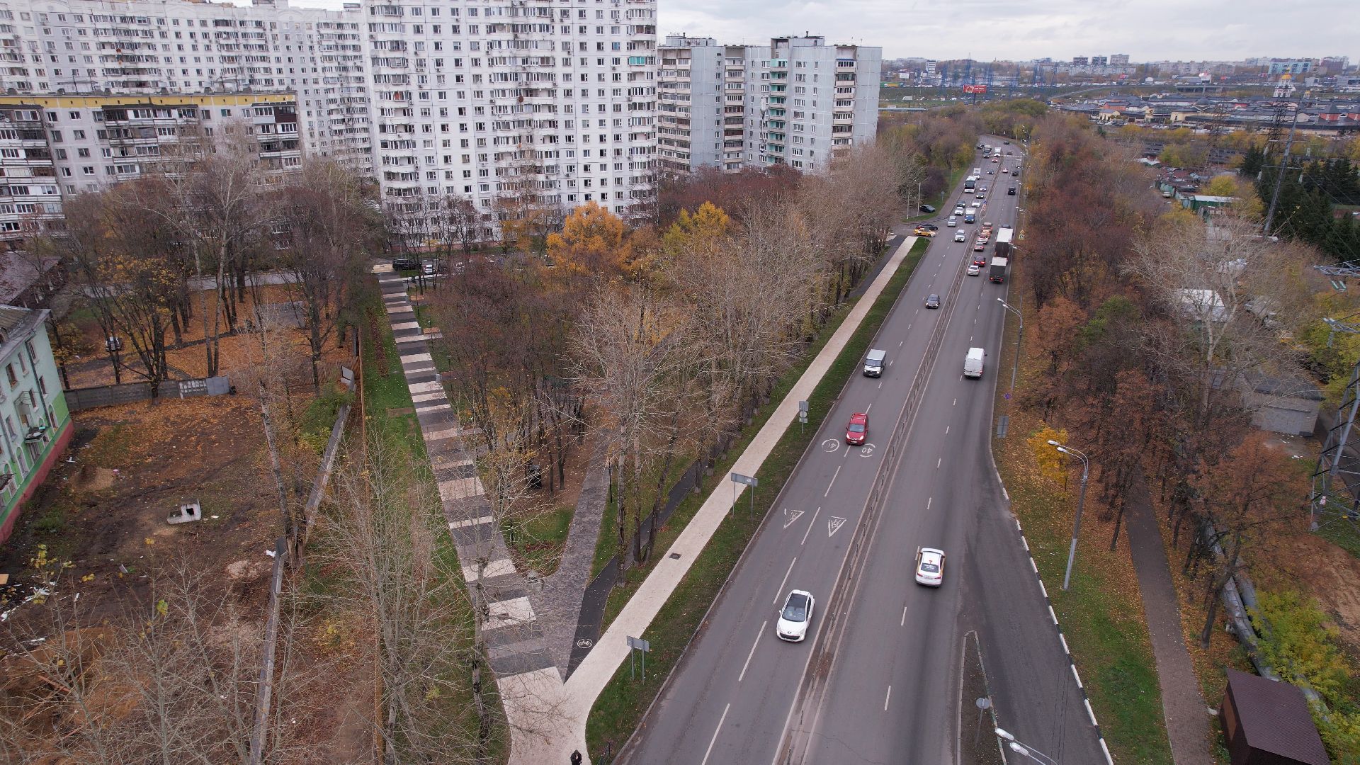 видео с коптера, сквер, котельники,
