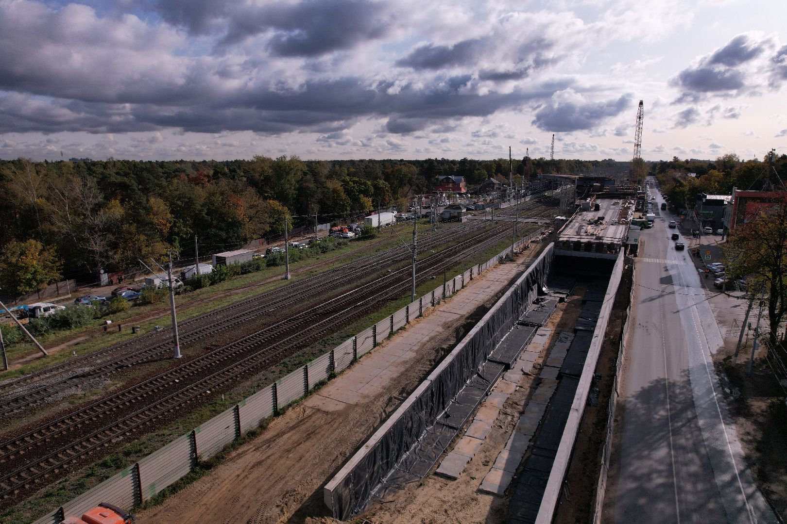 видео с коптера, дорога, путепровод,