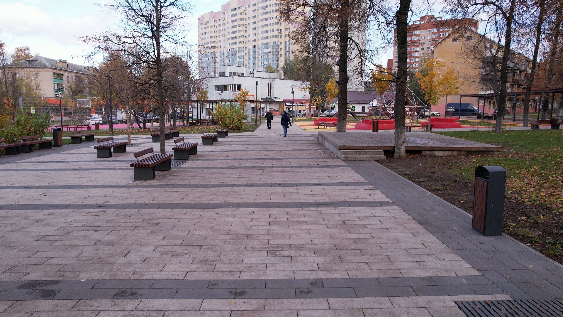 видео с коптера, котельники, сквер,