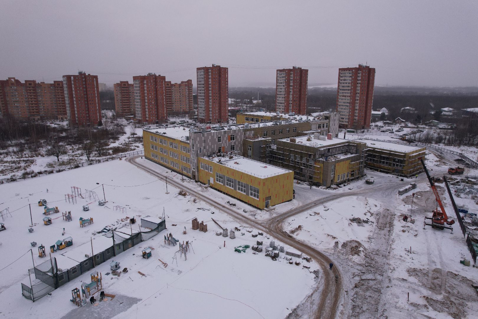 видео с коптера, школа, дмитров,