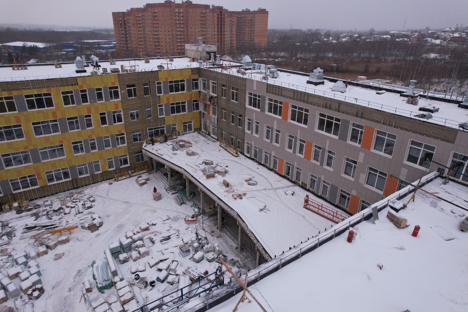 видео с коптера, школа, дмитров,