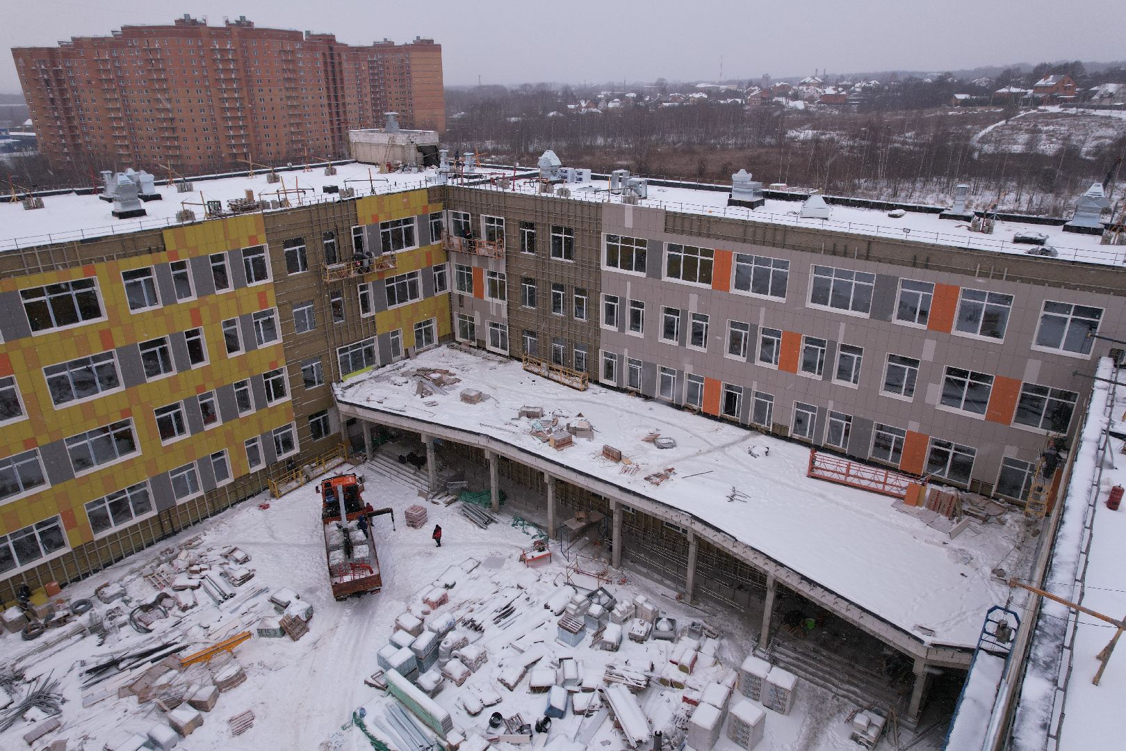 видео с коптера, школа, дмитров,