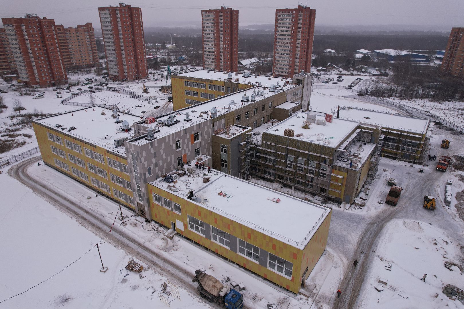 видео с коптера, школа, дмитров,