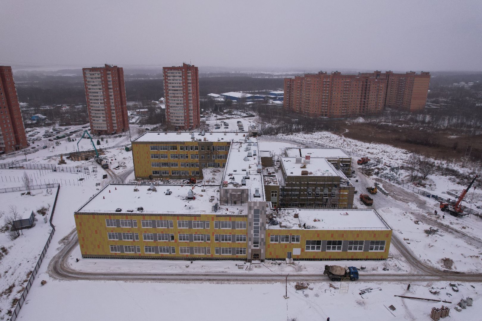 видео с коптера, школа, дмитров,