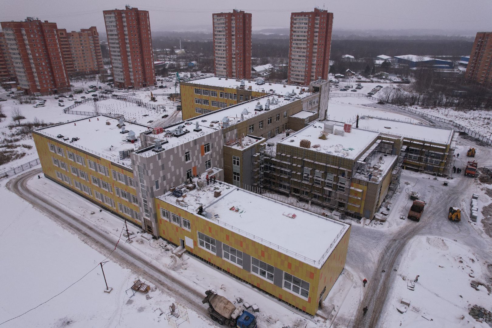 видео с коптера, школа, дмитров,
