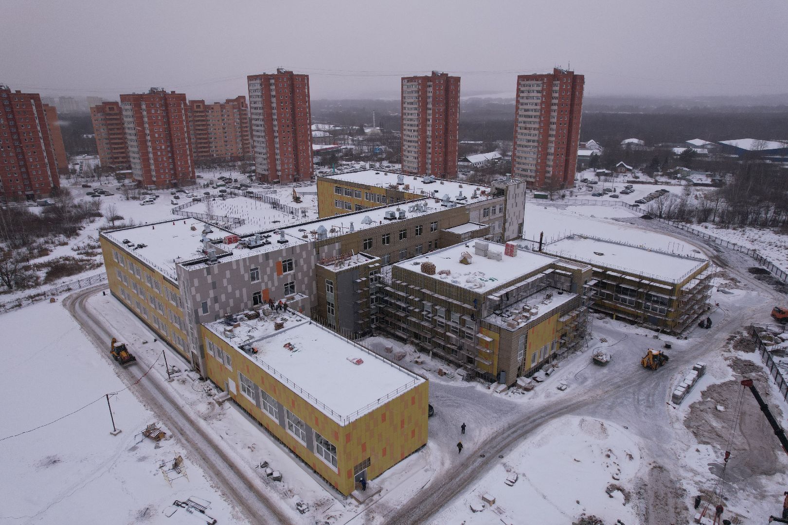 видео с коптера, школа, дмитров,