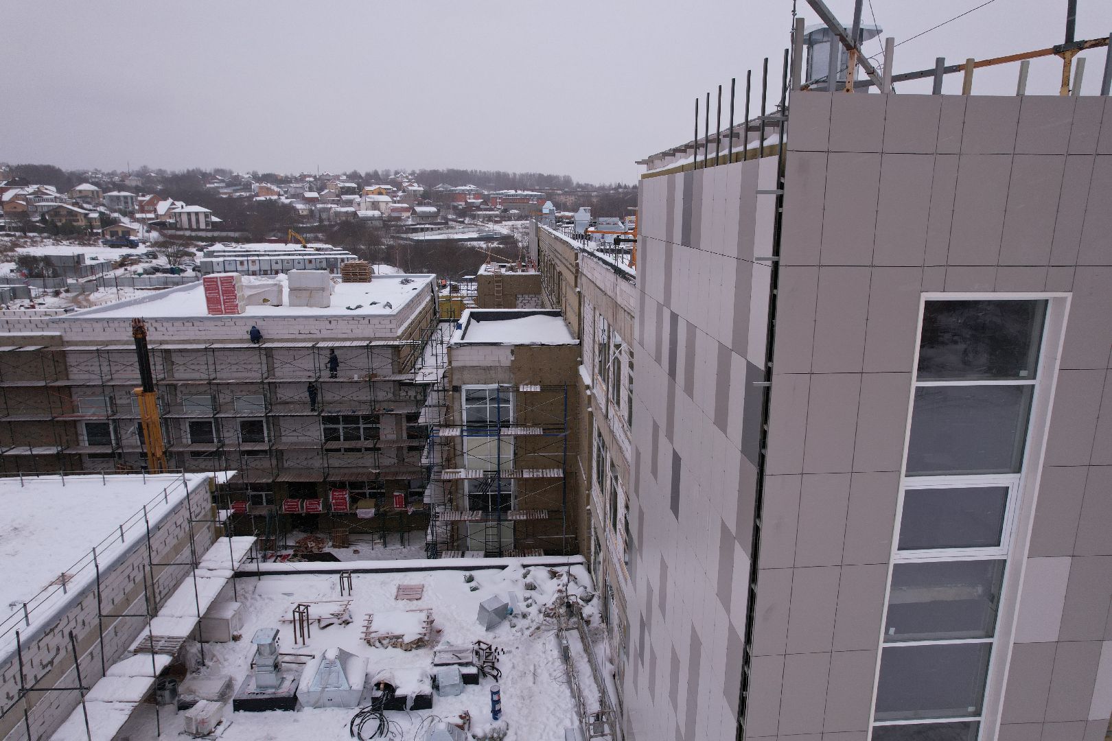 видео с коптера, школа, дмитров,