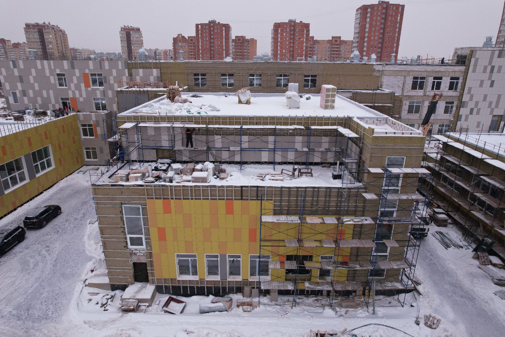 видео с коптера, школа, дмитров,