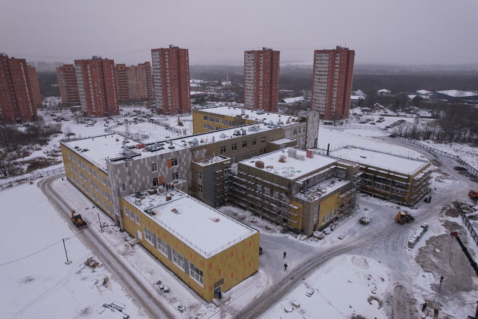 видео с коптера, школа, дмитров,