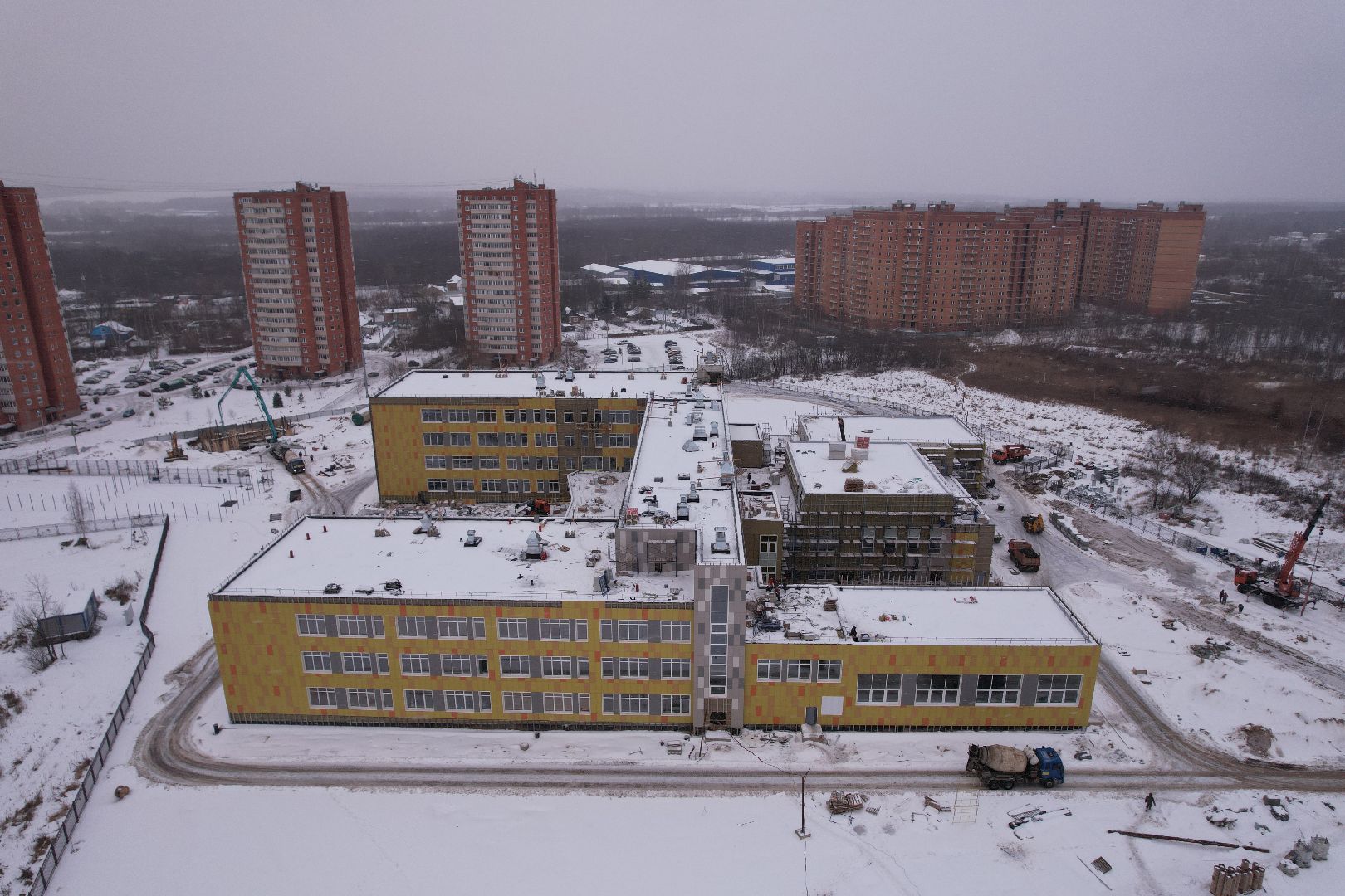 видео с коптера, школа, дмитров,