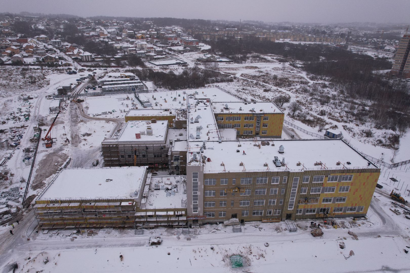 видео с коптера, школа, дмитров,