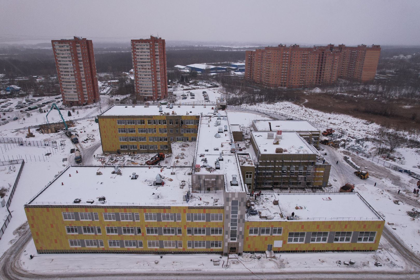видео с коптера, школа, дмитров,
