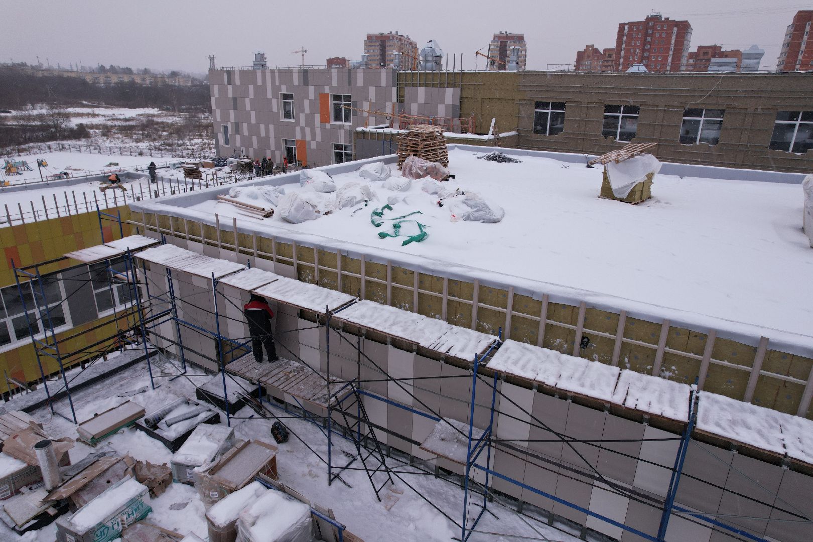 видео с коптера, школа, дмитров,