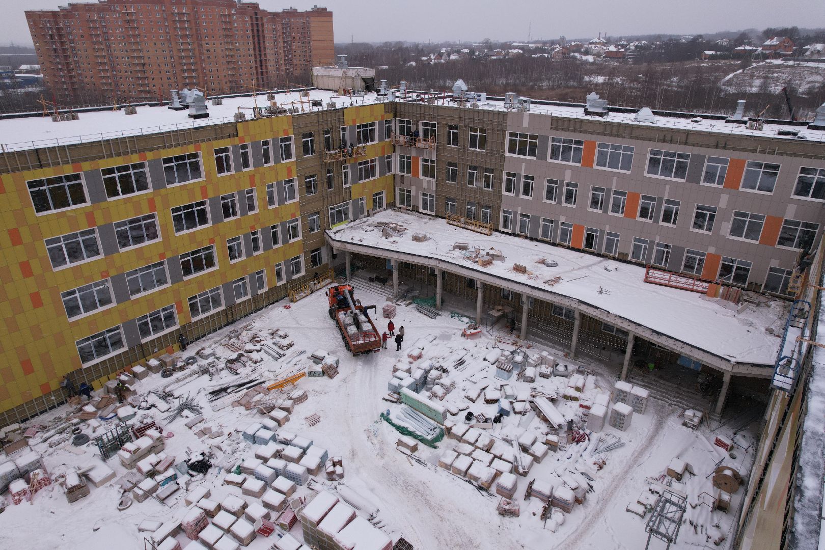 видео с коптера, школа, дмитров,