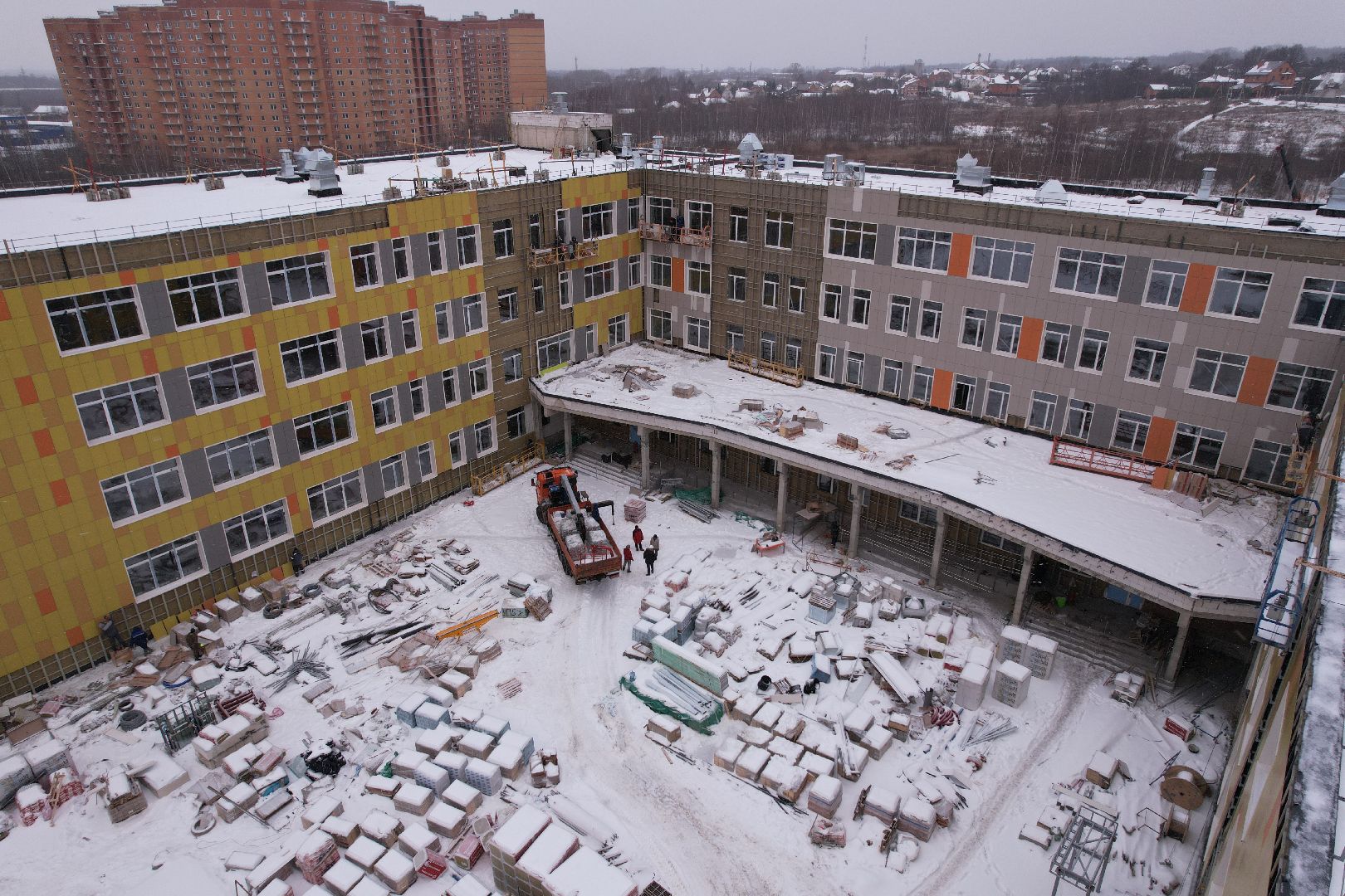 видео с коптера, школа, дмитров,