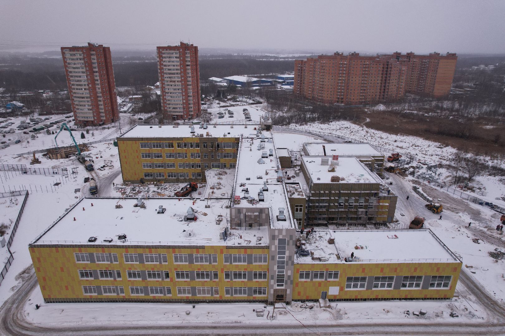 видео с коптера, школа, дмитров,