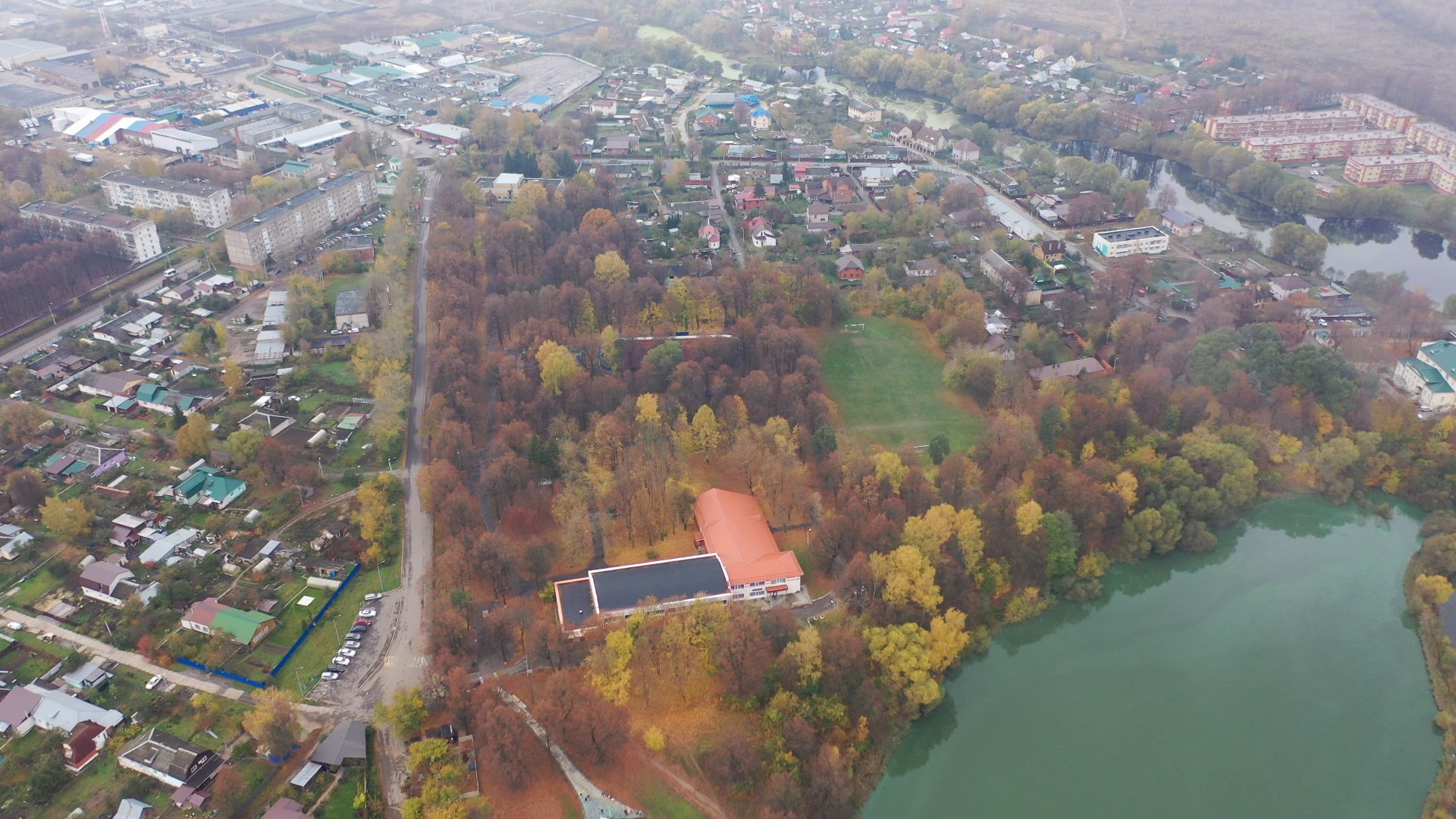 видео с коптера, парк,