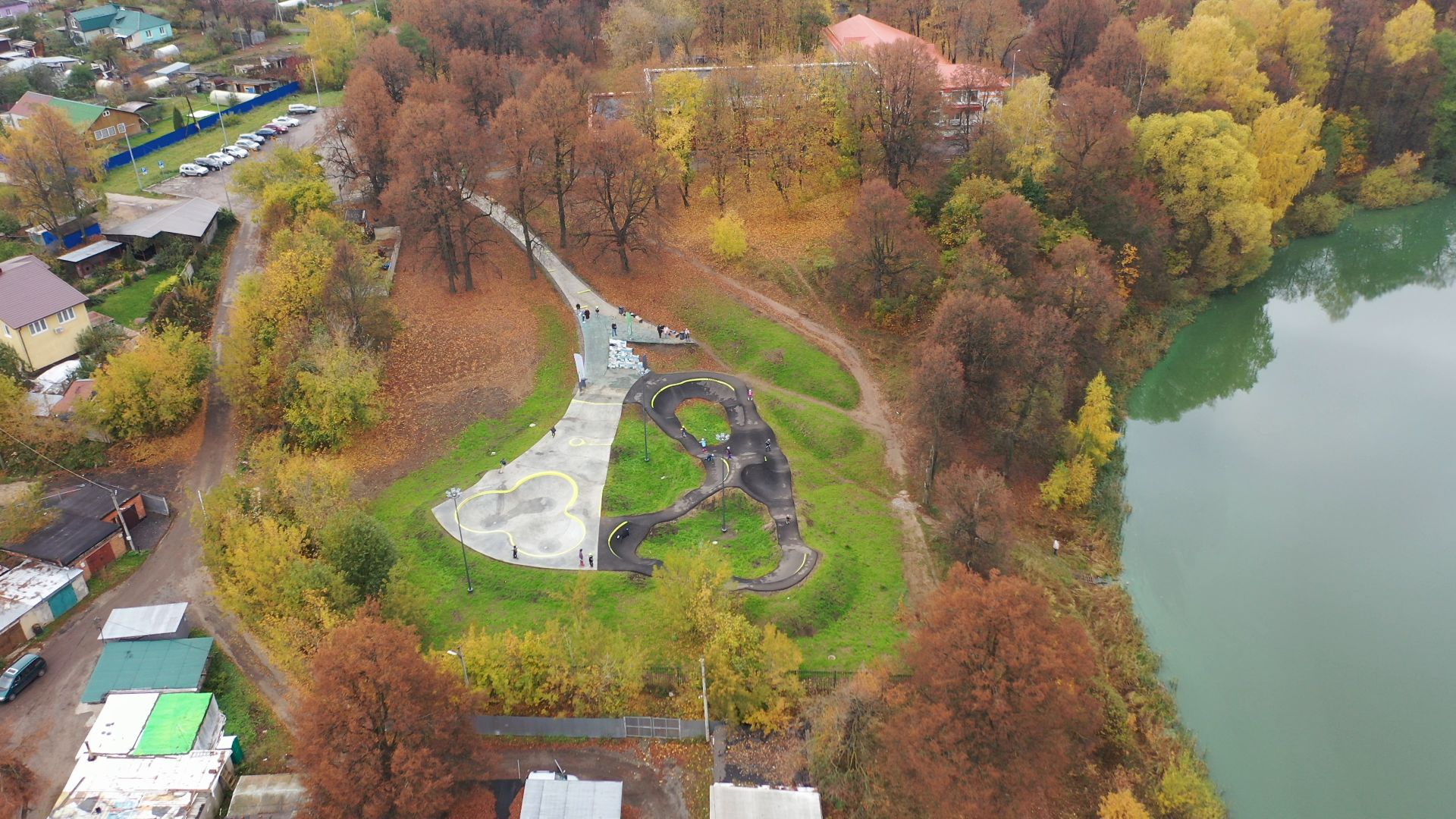 видео с коптера, парк,