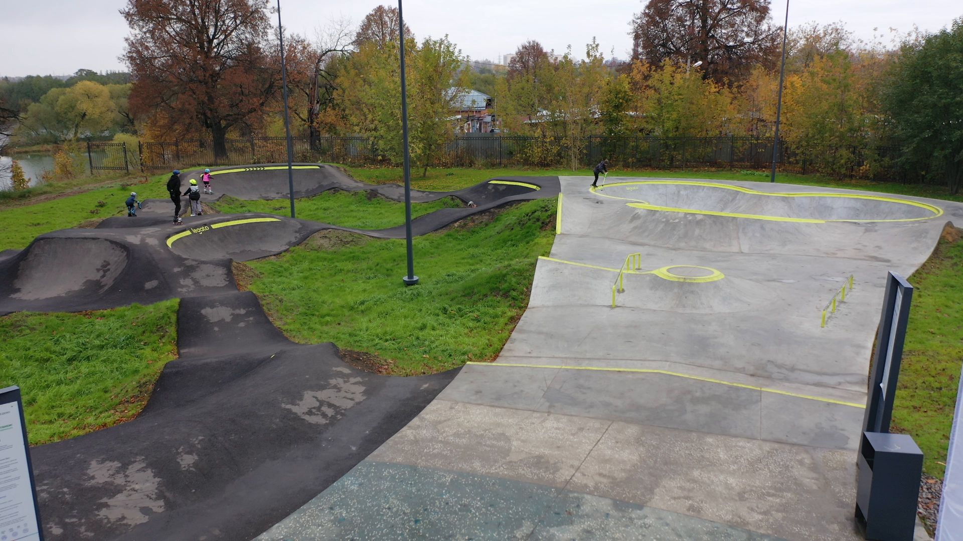 видео с коптера, парк,