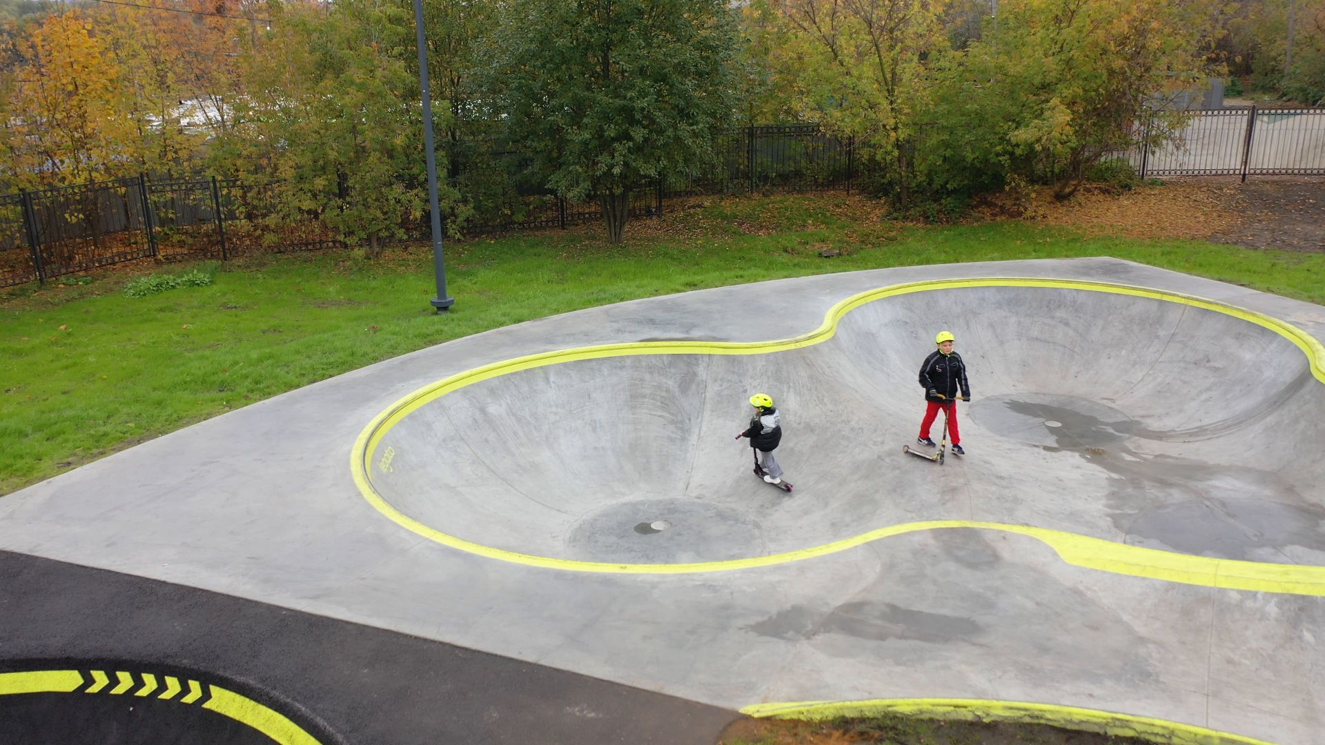 видео с коптера, парк,