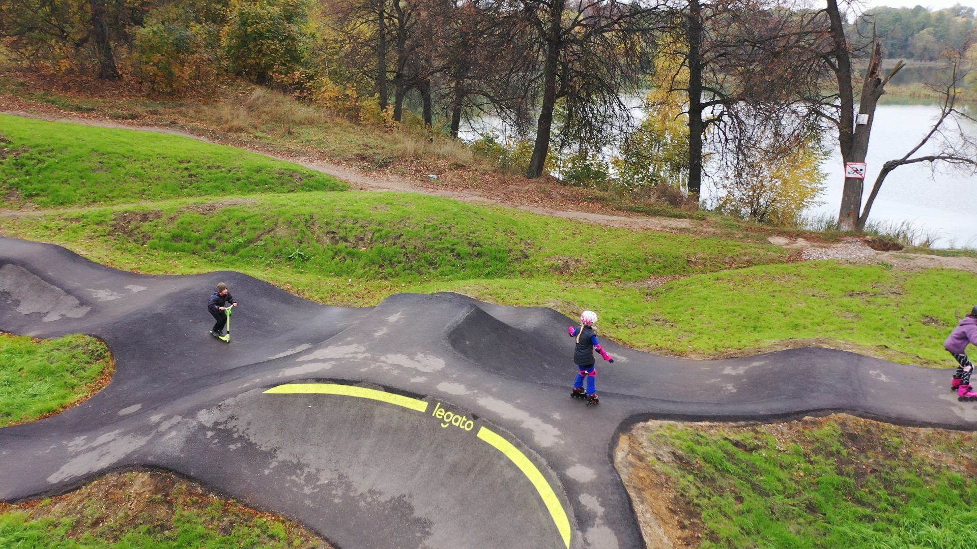 видео с коптера, парк,