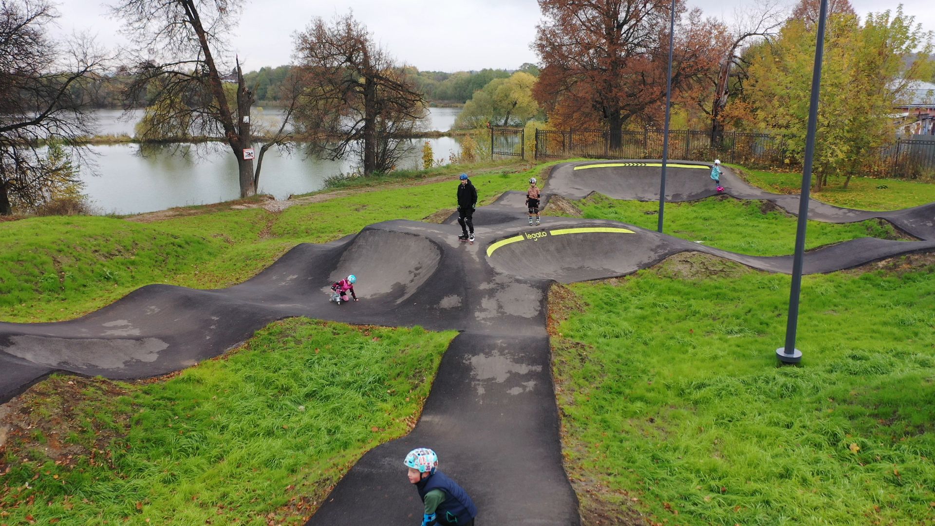 видео с коптера, парк,