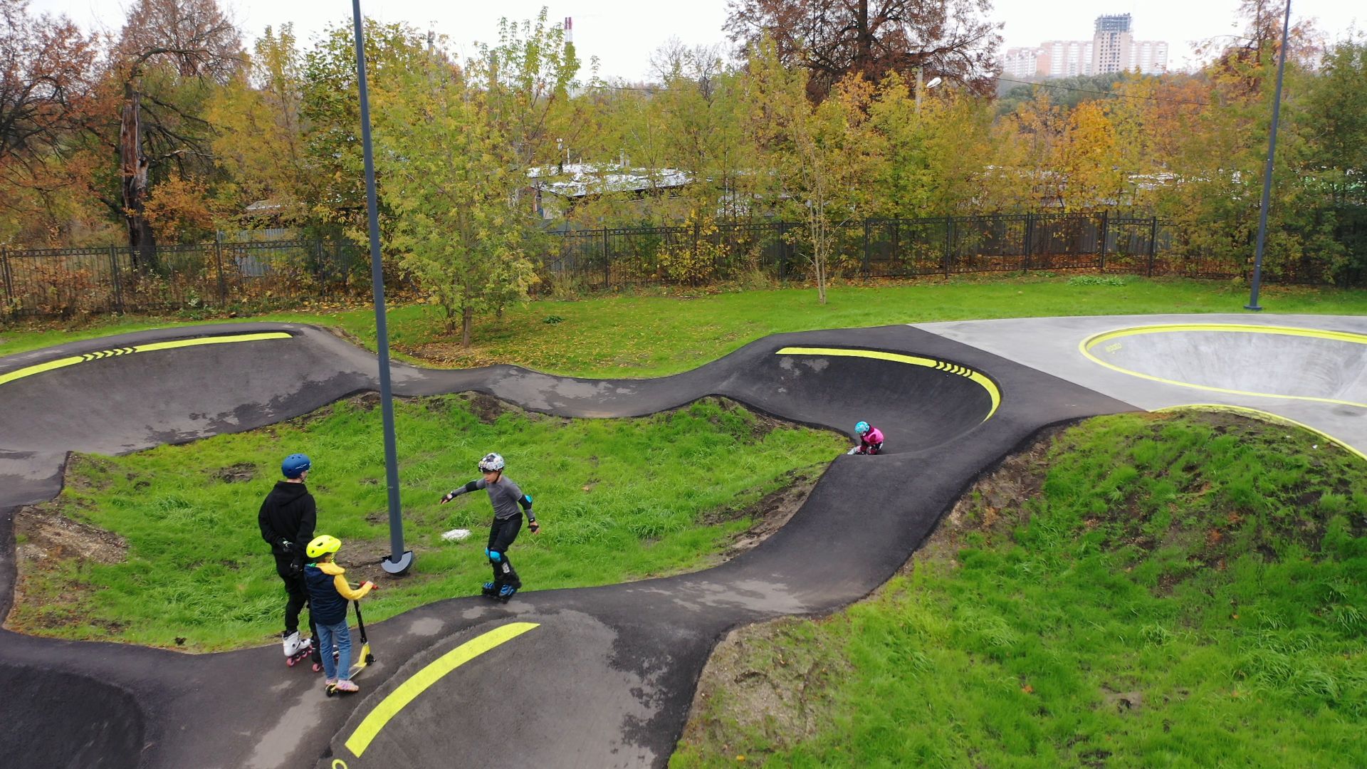 видео с коптера, парк,