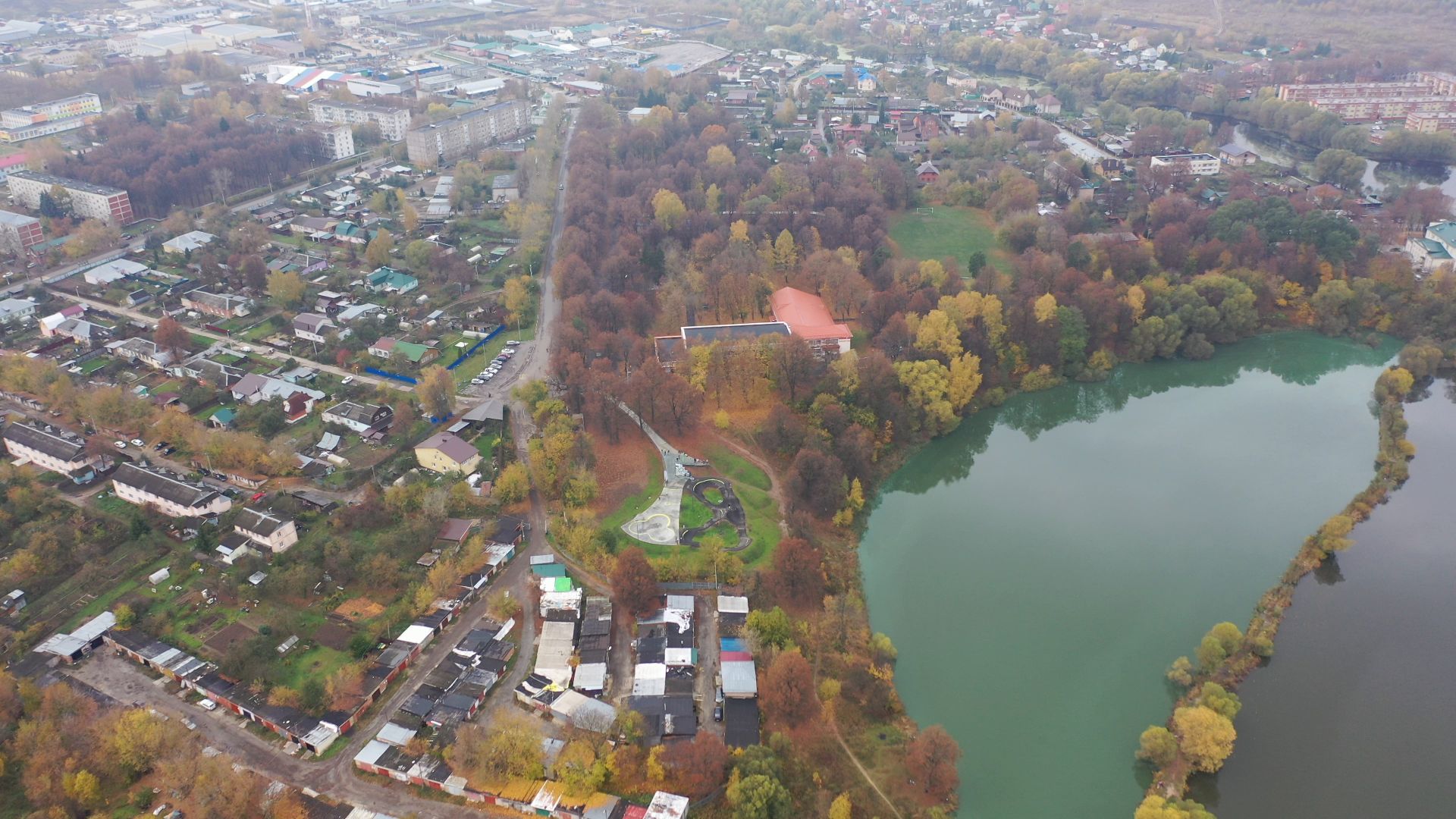 видео с коптера, парк,