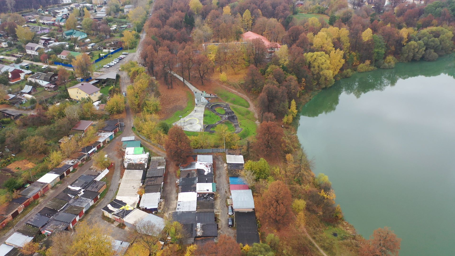 видео с коптера, парк,