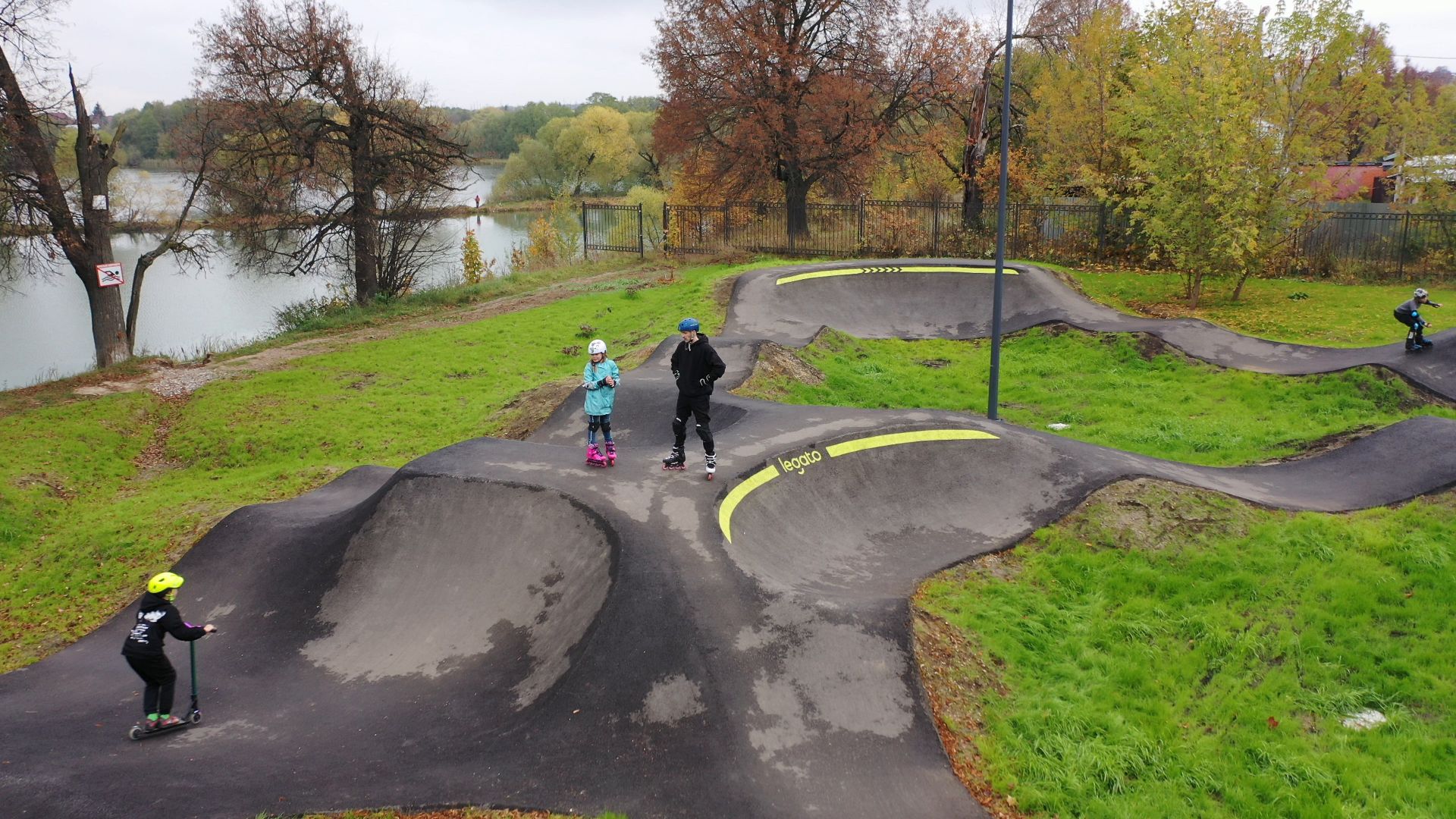 видео с коптера, парк,